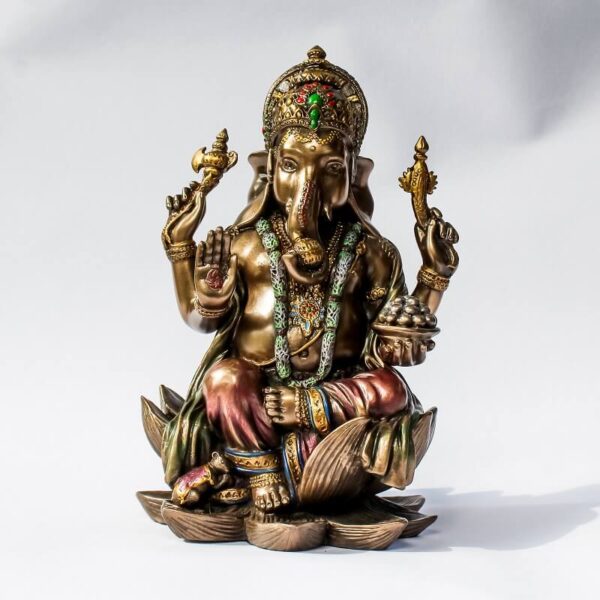 Bonded Brown Ganesh sitting on lotus11