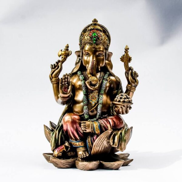 Bonded Brown Ganesh sitting on lotus