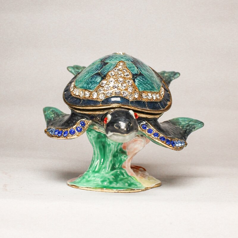 Brass Enamel Turtle Magnet Box11