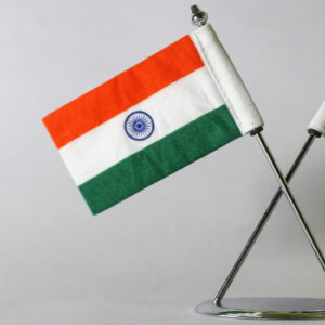 Brass Tabletop Cross with Indian National Flag222