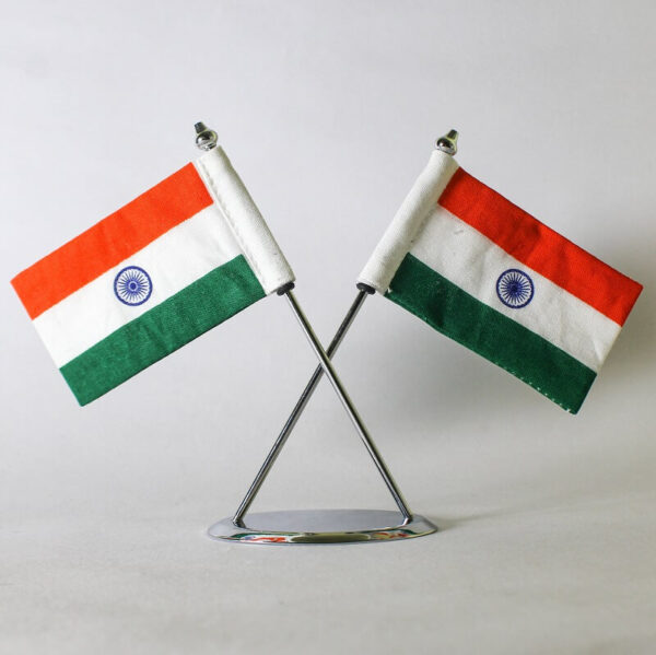 Brass Tabletop Cross with Indian National Flag11