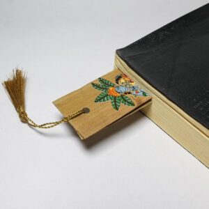Hand-Decorated Palm Leaf Bookmark Featuring Krishna and Rukmini11