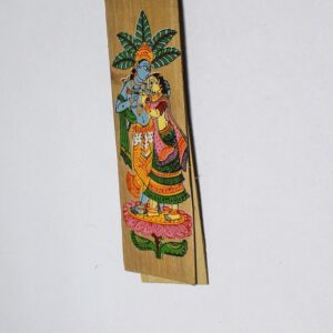 Hand-Decorated Palm Leaf Bookmark Featuring Krishna and Rukmini