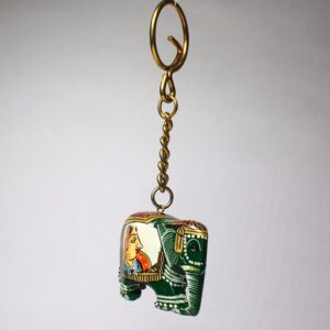 Hand-Painted Raja Rani Wooden Elephant Keychain”22