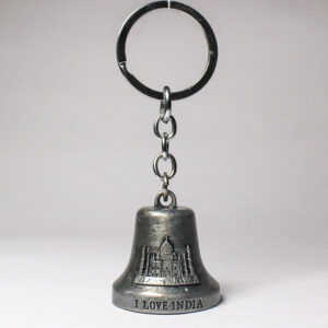 Metal Bell-Shaped Keychain with Taj Mahal and ‘I Love India’44