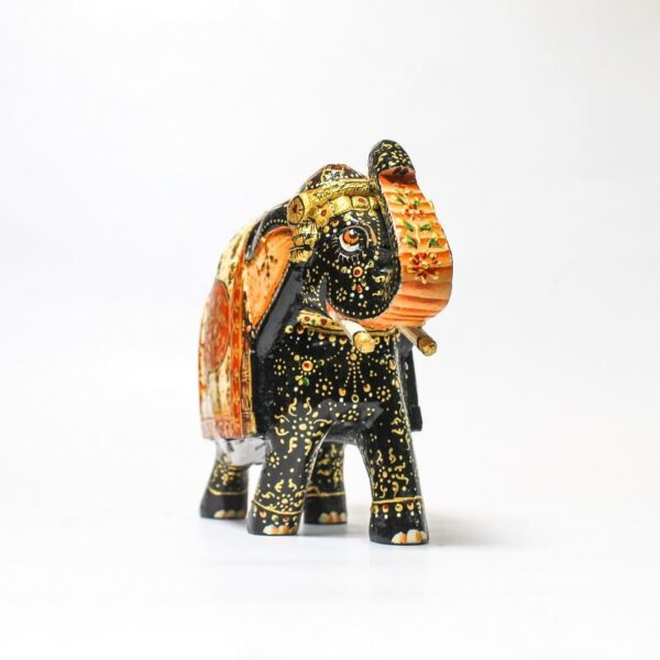 Hand-Painted Wooden Elephant with Bone Drape44