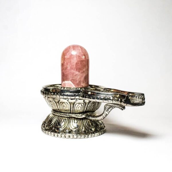 Metal with Pink Stone Shivling in a Velvet Box33