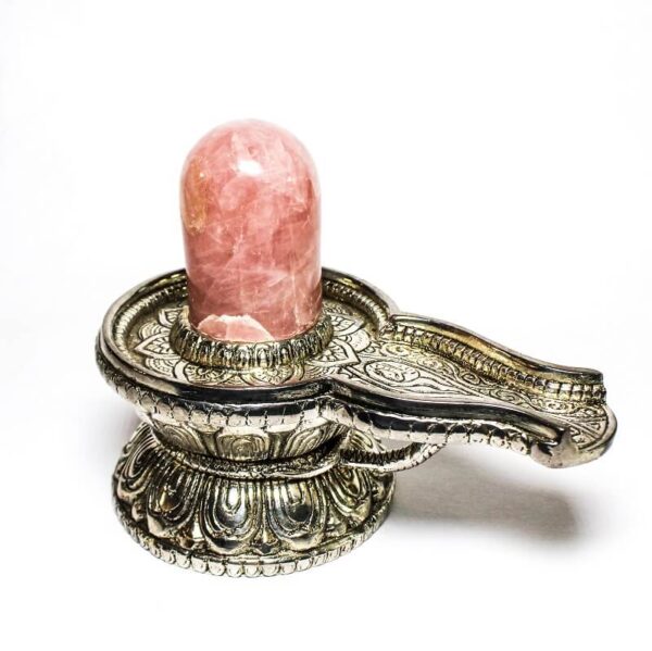 Metal with Pink Stone Shivling in a Velvet Box44