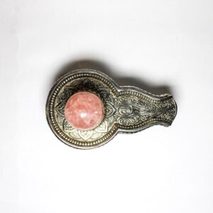 Metal with Pink Stone Shivling in a Velvet Box11