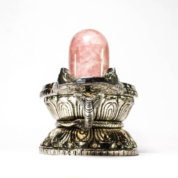 Metal with Pink Stone Shivling in a Velvet Box22