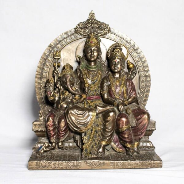 Bonded Bronze Shiv Family with Ganesh and Mushak4