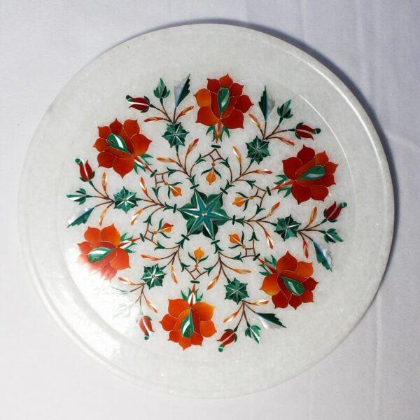 Marble Inlay Round Plate with Velvet Box2