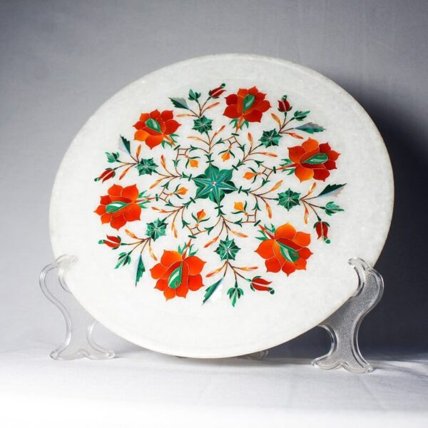 Marble Inlay Round Plate with Velvet Box1