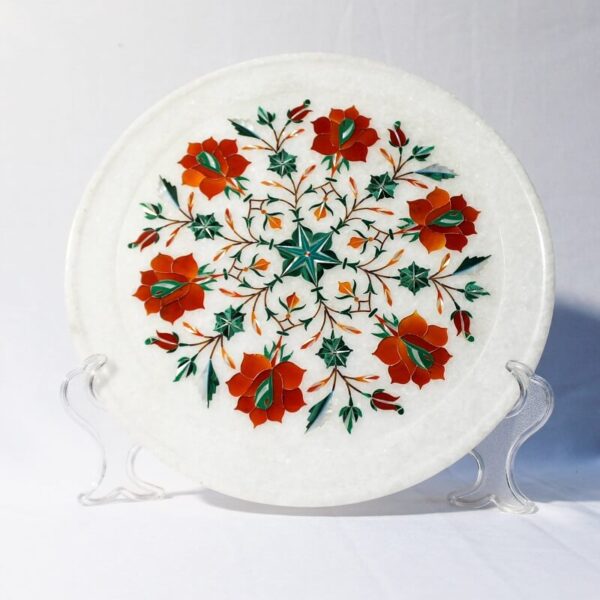 Marble Inlay Round Plate with Velvet Box amazing living