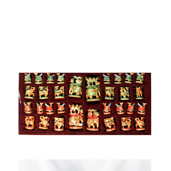 Wooden Colored Chessman Pieces with Velvet Box 55