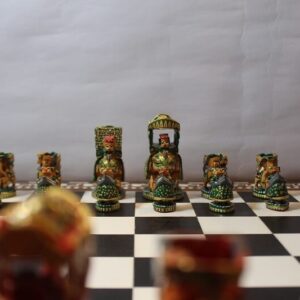 Wooden Colored Chessman Pieces with Velvet Box22