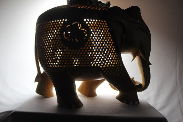 Wooden Elephant with Inlay and Undercut Trunk33