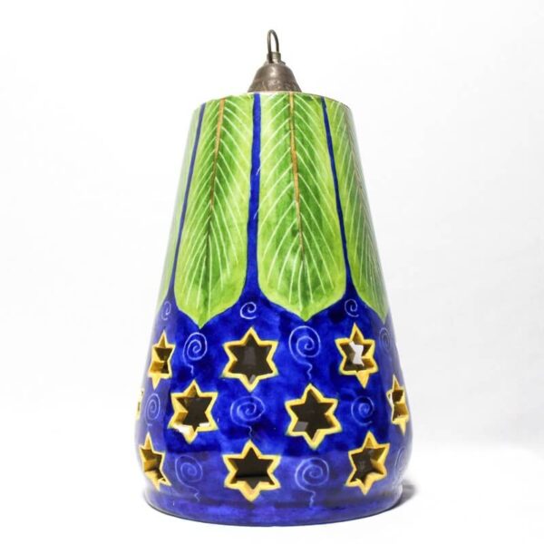 Blue Pottery Lantern Lamp Shade1